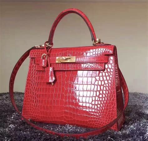 hermes kelly red crocodile